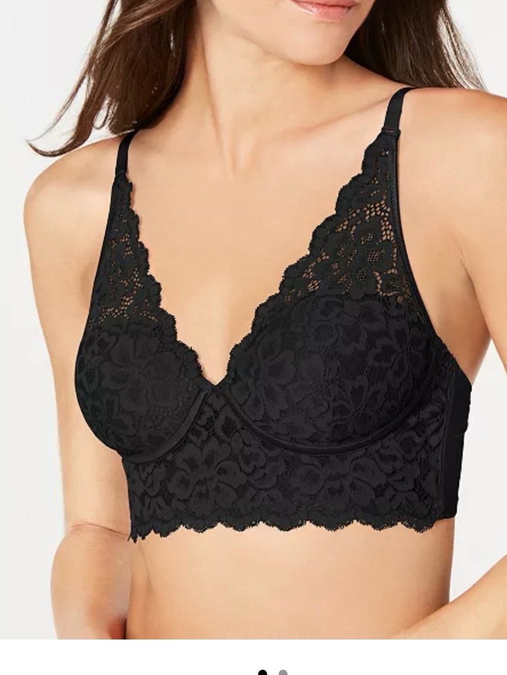 Maidenform Black Floral Lace Longline Bra 34D NWOT